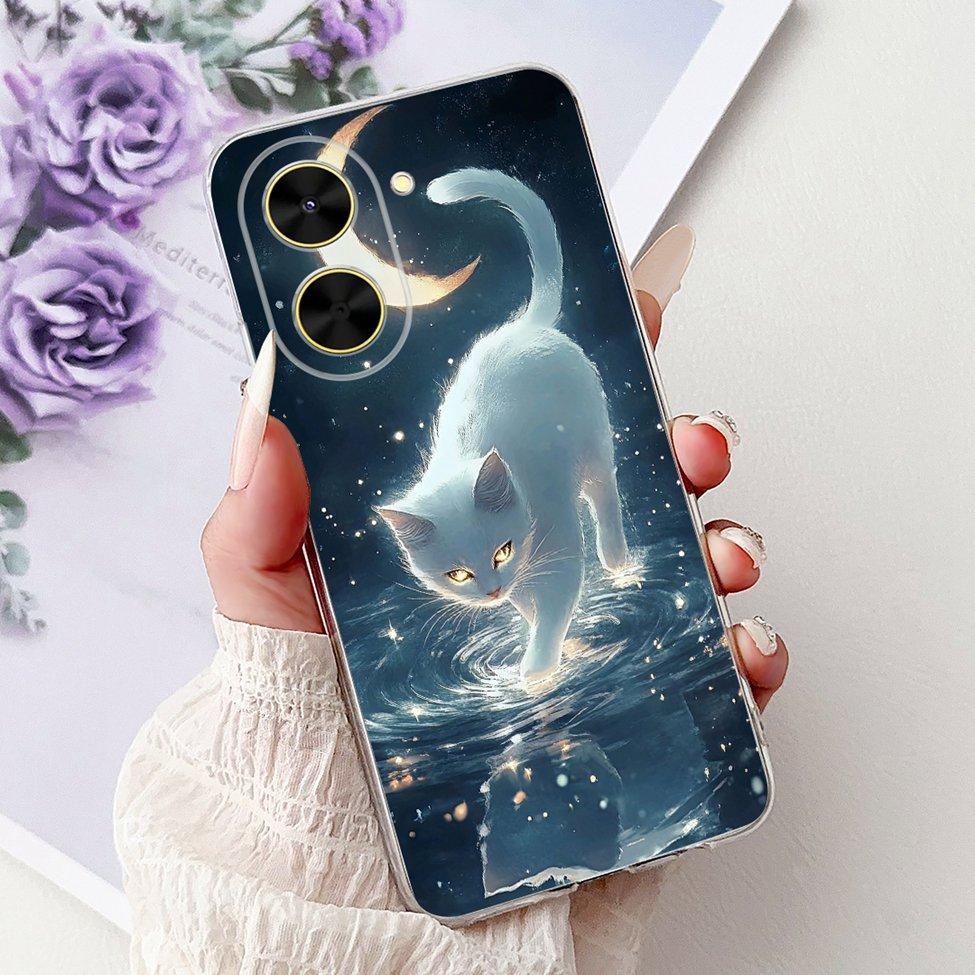For Redmi A5 NFC 5G Case Cover Clear Luxury Kawaii Cute Cat Fashion Flowers Funny Painted Soft Phone Case For Redme A5 NFC 5G