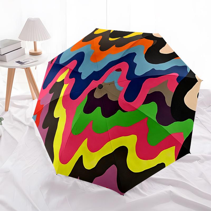 1pc Abstract Art Print Automatic Folding Umbrella, Casual Outdoor Accessory, Birthday Festival Gift yy251126168