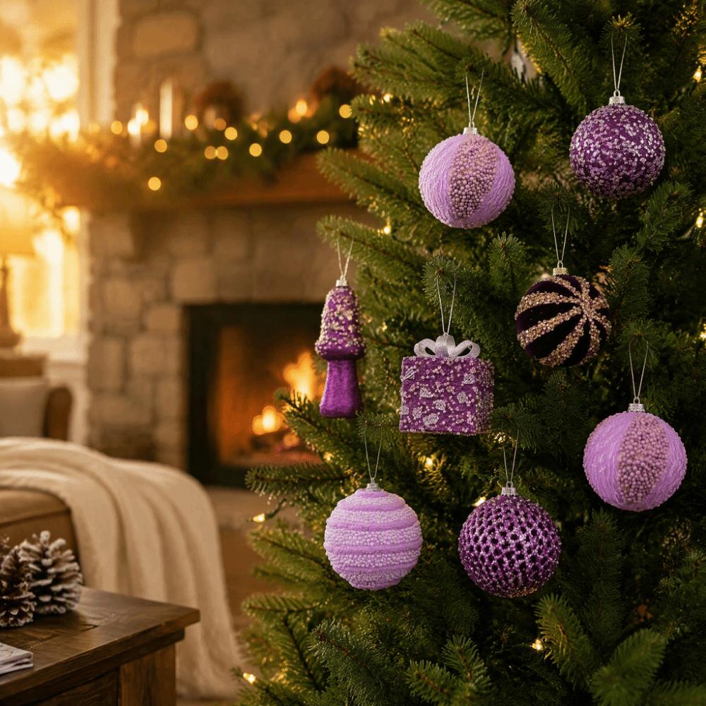 Purple Color Christmas Ball Ornaments Plastic Material Christmas Decorations New Year Gift