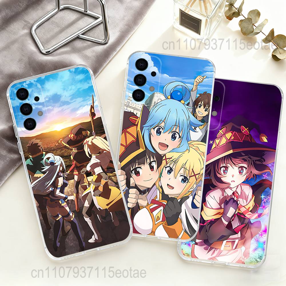 Чехол для телефона Megumin Anime K-KonoSuba для Samsung S24, S25, S30, S23, S21, S22, S20, S10, 5G, FE, lite, Plus, Ultra Прозрачный прозрачный чехол