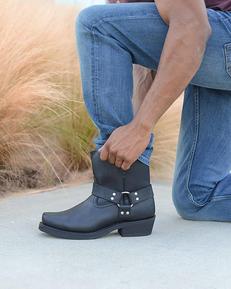 2025 Новые мужские уличные ботинки в западном стиле, винтажные ковбойские ботинки, мужские легкие удобные рыцарские ботинки, осенне-зимняя обувь, большой размер 48