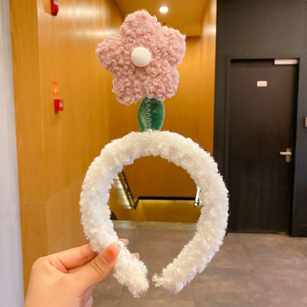 Осенне-зимний обруч для головы, нескользящие аксессуары для волос, высокое качество, милый плюшевый ободок с цветком