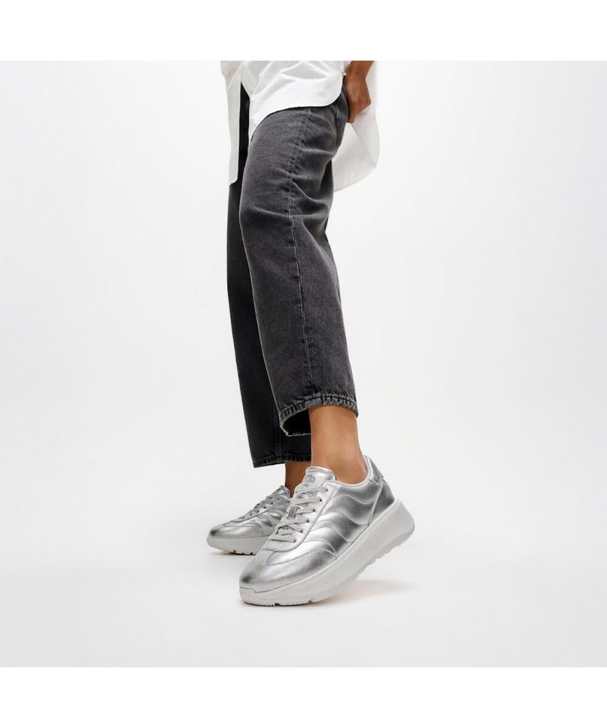Fitflop [F-Mode] Women'S Wave Metallic Leather Sneakers - Silver (Ft59K2N072)
