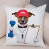 Funny Jack Russell Terrier Cushion Cover Cartoon Dog Wearing Hat Sunglasses Print Soft Living Room Sofa Home Decor Pillow Case
