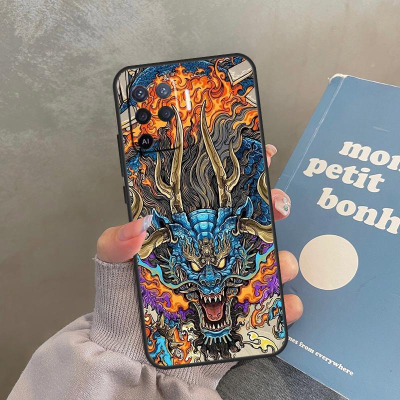 Японский чехол-дракон для Oppo A40 A60 A80 A98 A78 A18 A38 A58 A16 A76 A96 A17 A77 A74 A94 A54 A57S A15