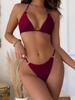 Women's Solid Color Split Swimsuit Triangle Back Tie Bikini Set