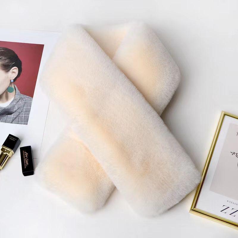 Женский зимний меховой шарф, однотонный, с крестиком, корейская версия, утолщенный, мягкий, плюшевый, воротник, рождественский шарф