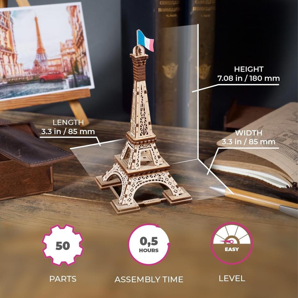 Ugears Эйфелева башня 70249 деревянная без клея и инструментов 3D инструкции по сборке для начинающих головоломка, требуется, головоломка, в комплекте,