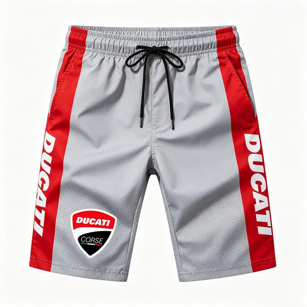 Мужские быстросохнущие плавки Ducati Racing 2026, с завязками на талии, пляжные шорты для летнего спорта и отдыха, 3D-печать