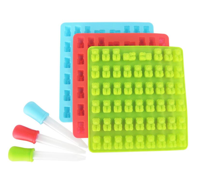 3D мармеладный мишка в форме силиконовой формы для торта, конфеты, десерт, шоколадная форма, лоток для кубиков льда с пипеткой