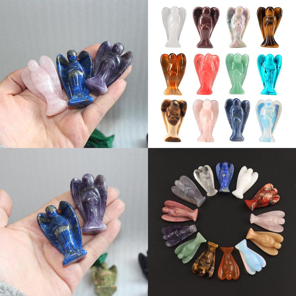 Unique Natural Gemstone Healing Crystal Carved Pocket Guardian Angel Perfect Home Decor Gift