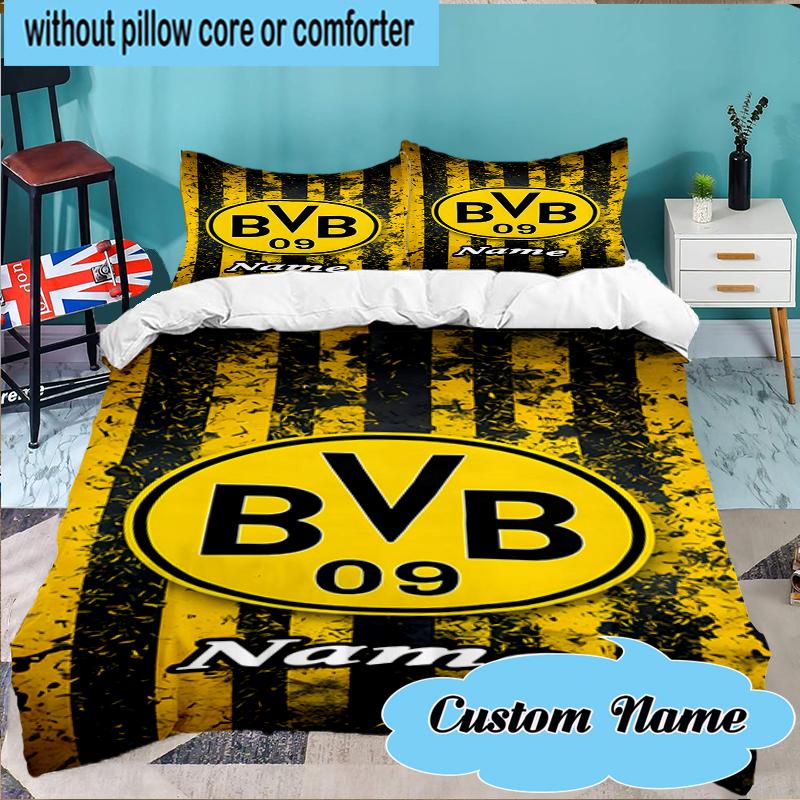 Custom Name BVB Fan Gear Bedding Set 3pcs, Bedding Set Including 1pc Duvet Cover And 2pcs Pillowcases for Bedroom, Dormitory Gift