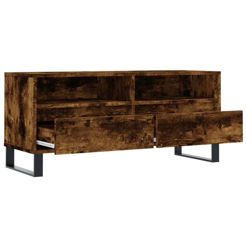 TV Stand in Smoked Oak Finish 100 x 34.5 x 44.5 cm Particleboard