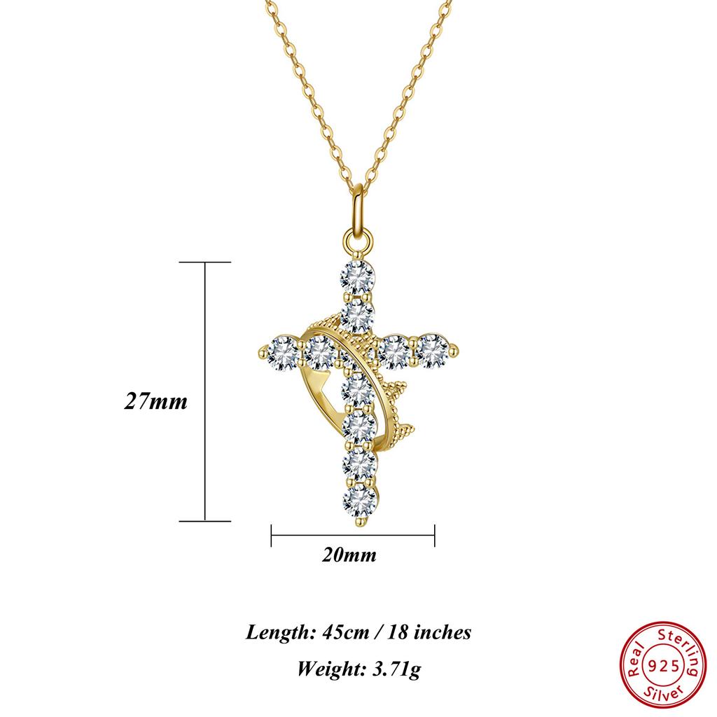 ORSA JEWELS Тонкая подвеска-крестик из стерлингового серебра 925 пробы на цепочке с круглым цирконием, дизайн короны, плетеная цепочка, подарок SAPN52