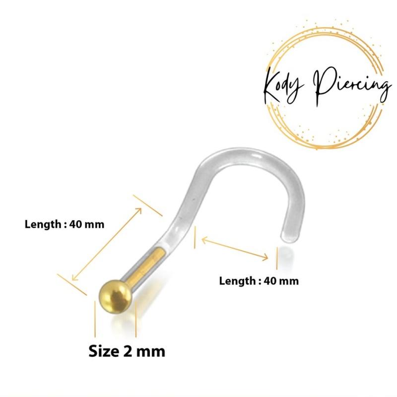 KODY PIERCING ЗОЛОТО 14 карат Bioflex, изогнутый хвостовик и головка, шариковая форма 2 мм