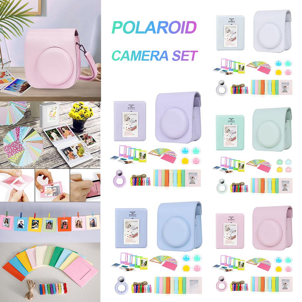 Набор аксессуаров для камеры 7 в 1, чехол для камеры + альбом + рамки + зеркало + фильтры + наклейка для камеры мгновенной печати Fujifilm Instax Mini 12