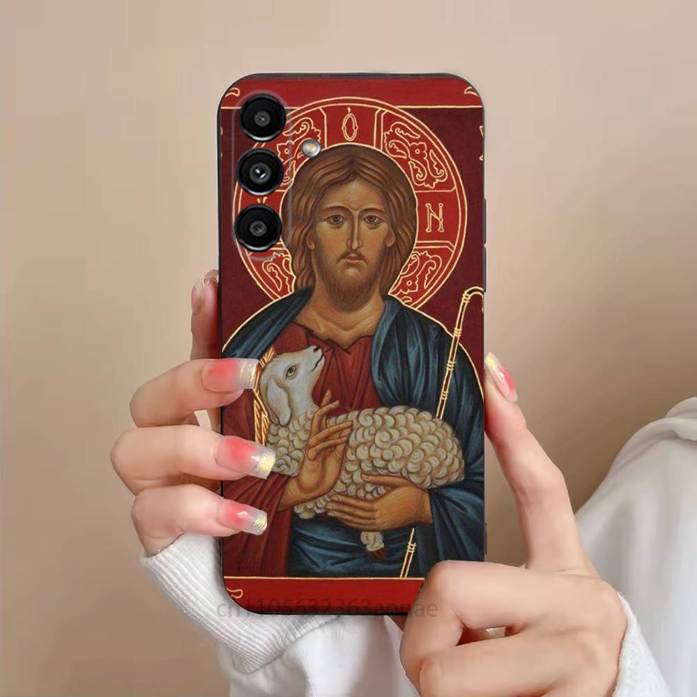 Православный Крест Икона Церковь ИСКУССТВО Чехол для Телефона Для Samsung S25,24,21,22,23,S30,Ultra,S20,Plus,Fe,Lite,Note,S10,S9,Черный Мягкий Чехол