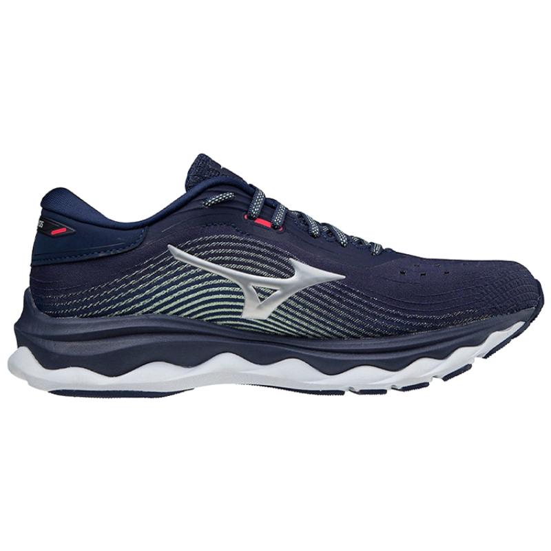 Mizuno Амортизация Wave Sky 5 Противоскользящие и износостойкие кроссовки с низким верхом для бега Женские синие кроссовки J1GD210207