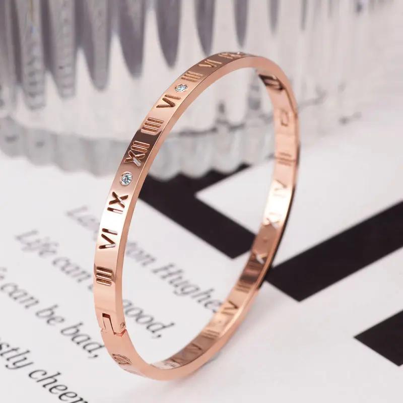 Roman Numerals Bracelet for Women Stainless Steel Jewelry Accessories Luxury Bracelet Women Fashion