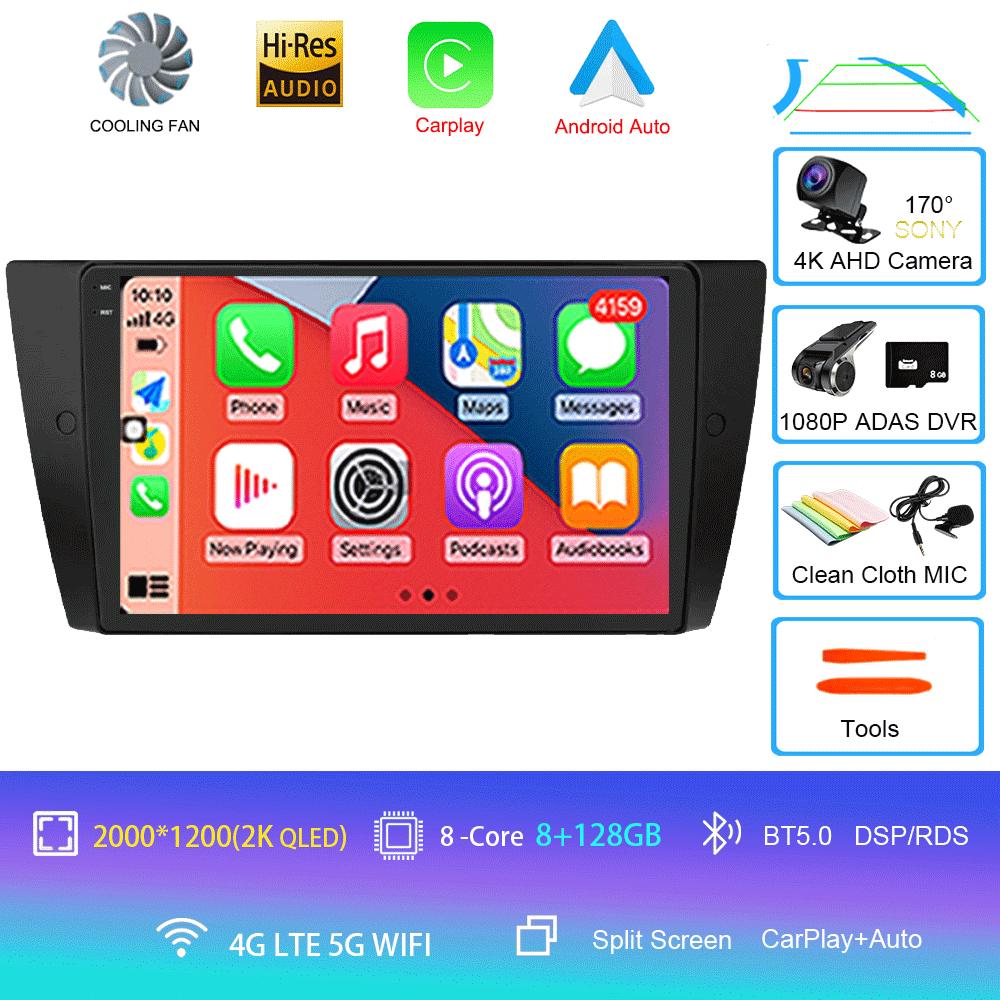 Android14 Carplay Auto для BMW E90 E91 E92 E93 3 серии мультимедийный автомобильный радиоплеер WIFi+4G без 2din DVD стерео головное устройство GPS DSP