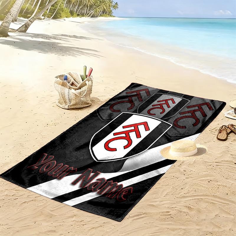 Name Custom Fulham FC Print Beach Towel, Large Soft Quick Dry Towel for Beach Camping Swimming
