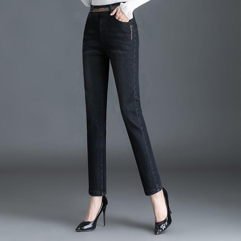 Зимние джинсы стрейч с плюшевой подкладкой для женщин, скинни, с высокой посадкой, вакерос, теплые джинсовые брюки, модные мамины брюки-карандаш