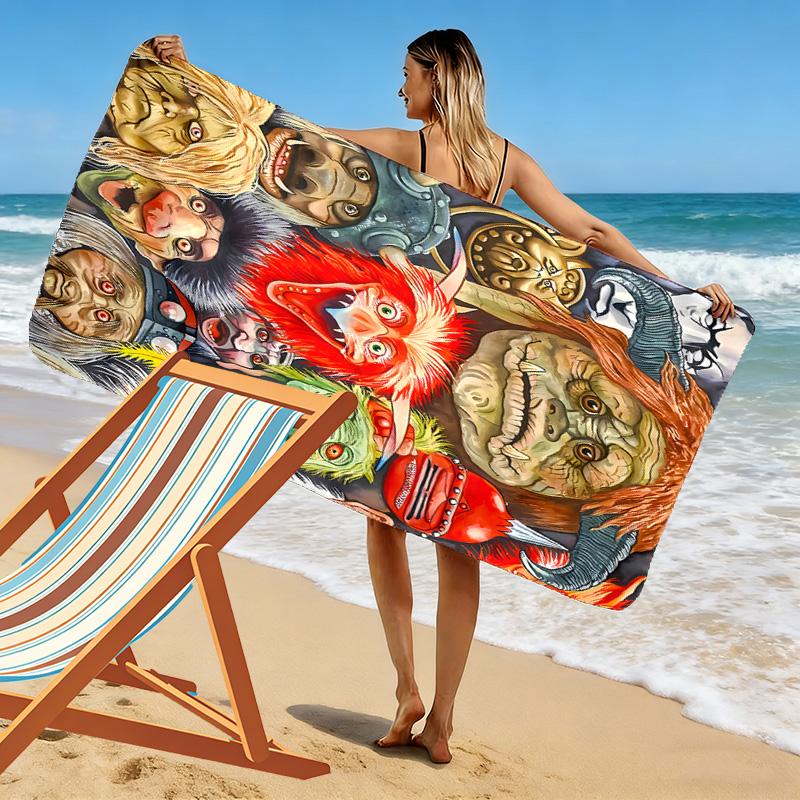 Labyrinth,Killer Klowns from Outer Space Print Beach Towel, Large Soft Quick Dry Towel for Beach Camping Swimming
