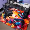 1PC Custom Name Music Headphones Artwork Theme Floor Mat Ideal for Living Room, Game Rooms, Office, Bedroom,Floor Mat Playful Design