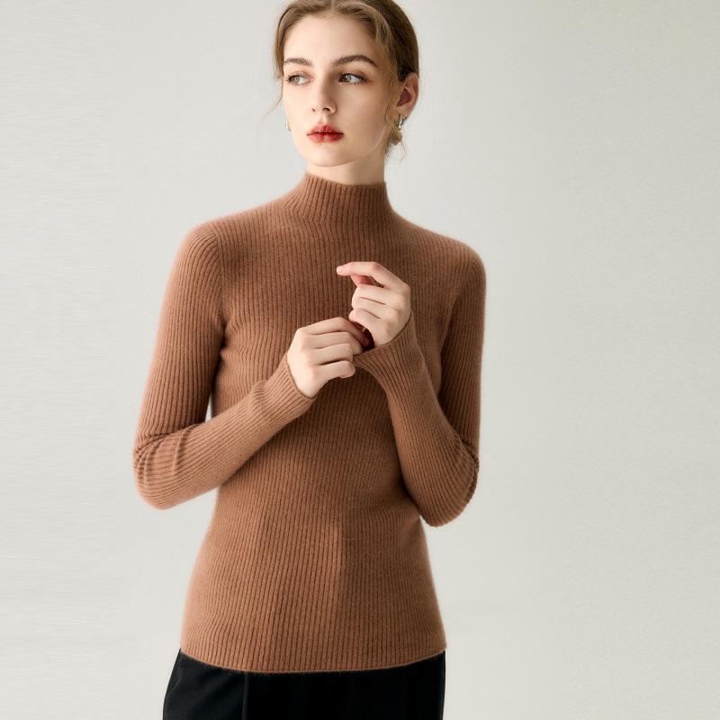 Women's Cashmere High Neck Slim Fit Sweater - Warm, Soft, Versatile, Solid Color for Autumn/Winter