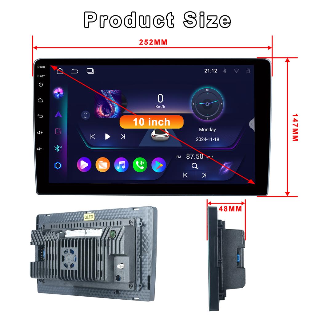 RK-3562 7 9 10 дюймов Android 14 ультратонкий 4 ядра 4+32 ГБ автомобильный радиоприемник для универсального беспроводного Carplay GPS Navi Wifi BT 5.0
