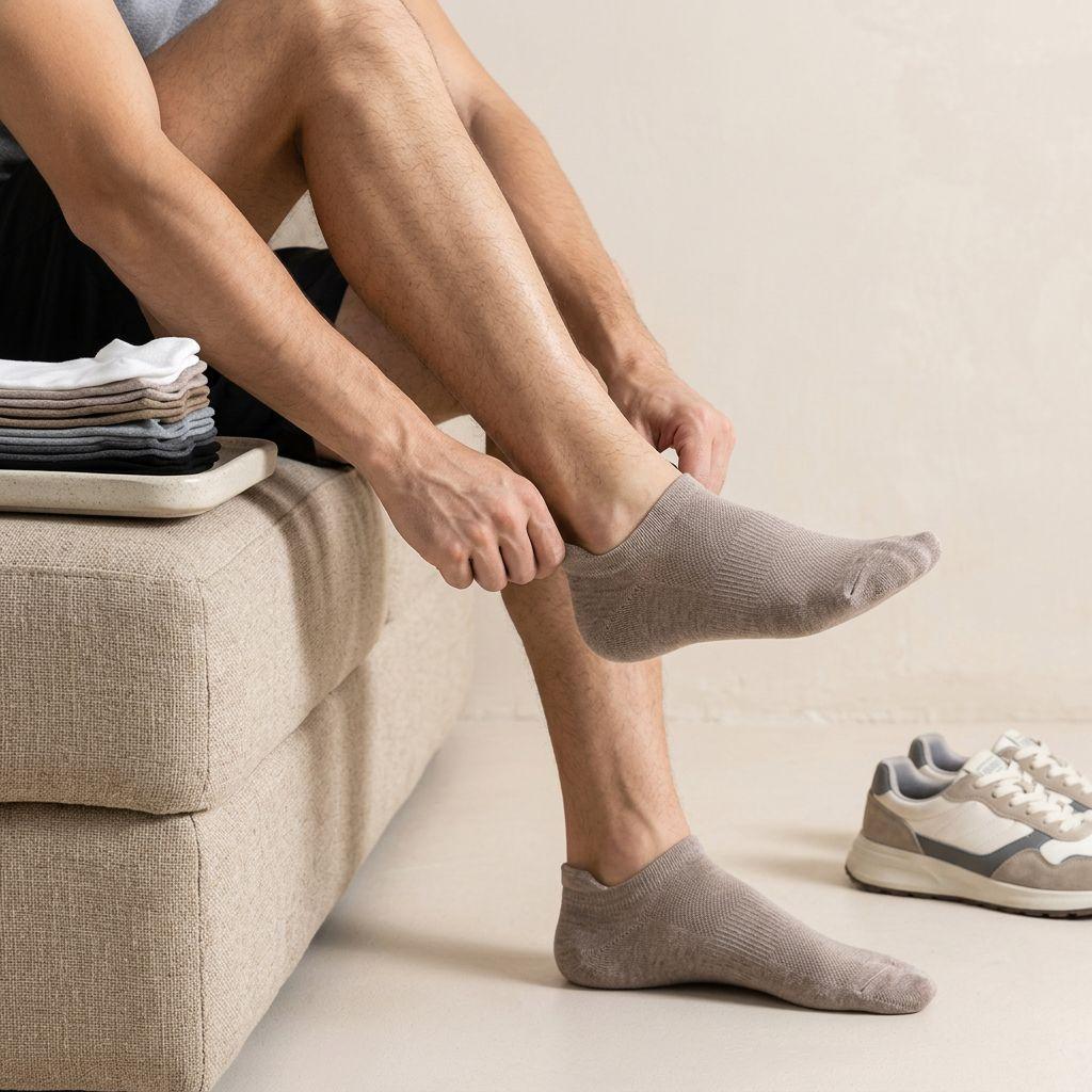 Spring and Summer Breathable Plain-color Pointed-toe Ankle Socks, Loose-fitting Short Socks, Versatile Casual-style Business Socks