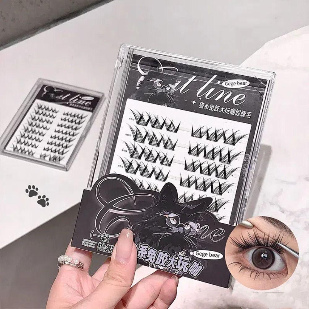 Тонкие самоклеящиеся пучки ресниц своими руками пучки накладных ресниц симпатичные бесклеевые накладные ресницы макияж