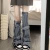 Женские Харajuku Панк Рок Джинсовые Гетры Носочки Готические Бандажные На Пуговицах До Колена Покрытие для Стопы Эстетичный Гранж Уличная Одежда