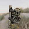 Peeking Skeleton Yard Sign Metal Skeleton Silhouette Decoration Garden Halloween