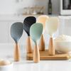 1Pc Hanging Silicone Rice Spoon Kitchen Ladle Non-stick Saucepan Electric Rice Cooker Cooking Scoop with Holes Household Items