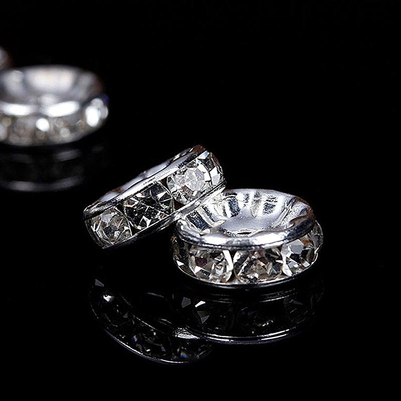 50 шт./лот, хрустальные бусины-разделители из нержавеющей стали, ювелирные изделия, аксессуары для ожерелья со стразами