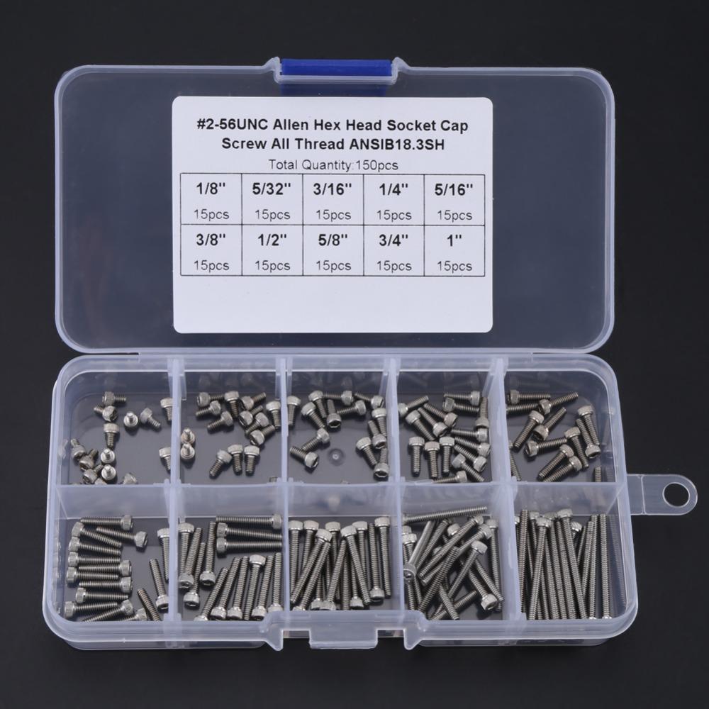 150pcs #2-56 UNC Thread Pan Head Screws 9 Sizes Assortment Screw Assortment Set Machinery Repair
