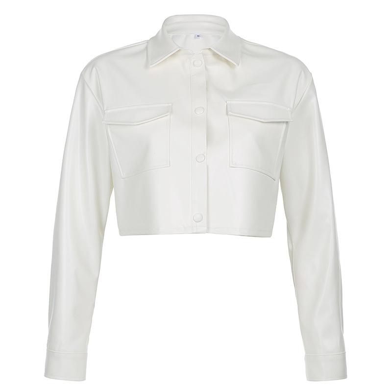 Faux Leather Cropped Jacket Women Autumn Vintage Elegant Coats Ladies PU Harajuku Punk Style Thin Fashion Overcoat Winter