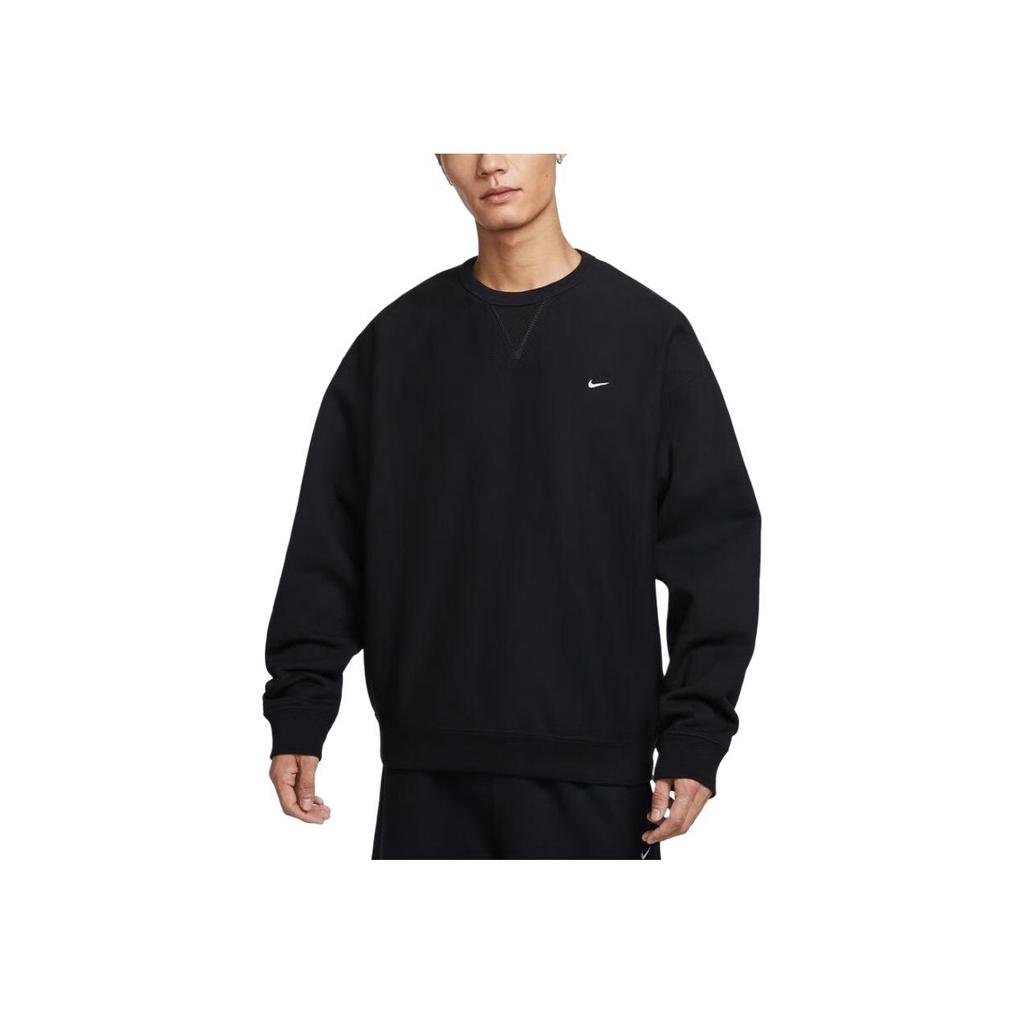 Nike Однотонный свитшот с круглым вырезом Solo Swoosh, флисовый пуловер с длинными рукавами, мужской свитшот HV1087-010
