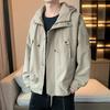 Осенняя уличная куртка с капюшоном и длинными рукавами, многокарманная куртка с застежкой-молнией, однотонная