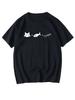 Cat Fishbone Equation Cartoon Tshirt Unisex Unisex Minimal Kawaii Unisex Short Sleeve Daily Streetwear Basic Casual Fashion Top