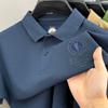 Футболка поло с коротким рукавом, мужская, легкая, роскошная, с высоким чувством, однотонная, с вышитыми буквами на лацканах