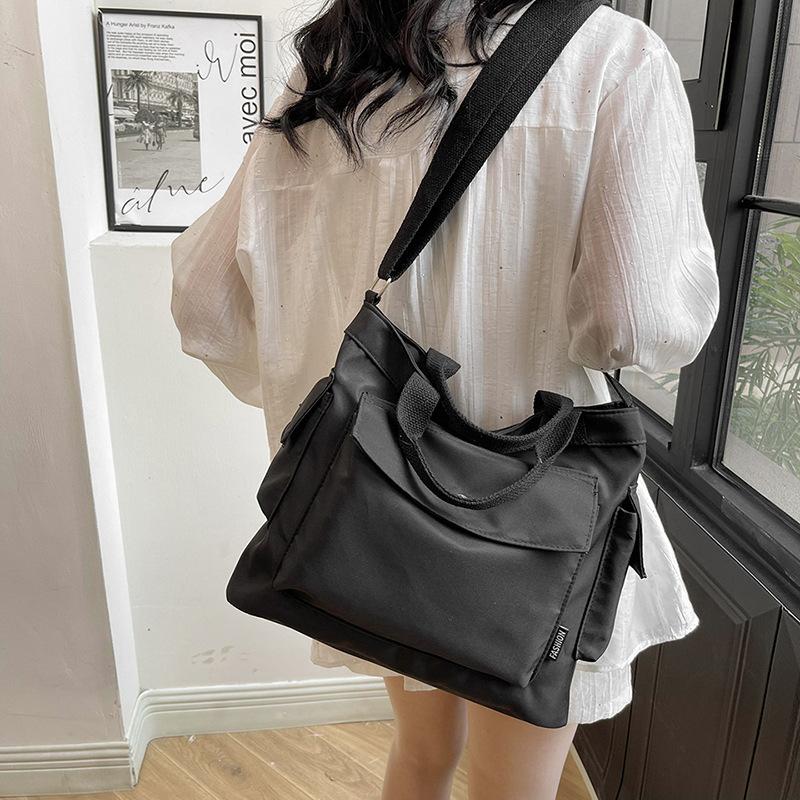 Большая вместительная сумка для студентов колледжа, женская, 2024 года, простая, повседневная, сумка через плечо, портативная сумка для покупок