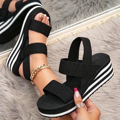 Новые минималистичные босоножки на танкетке с пяткой на пятке, уличные летние легкие шлепанцы, однотонная женская обувь на толстой подошве, женские сандалии