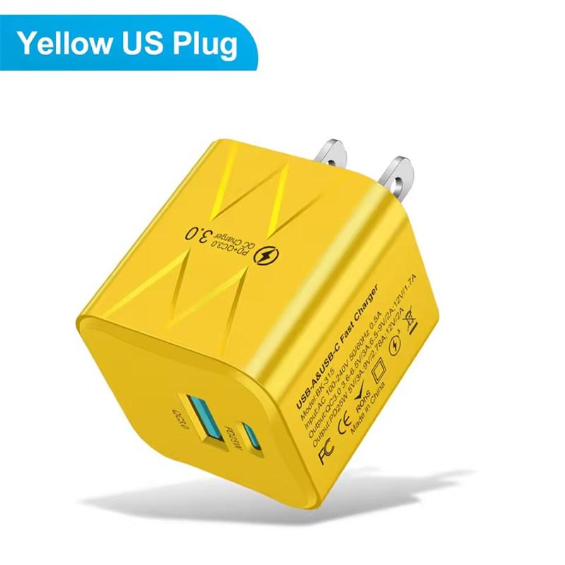 Быстрая зарядка PD 25 Вт USB C для iPhone 15 Pro Max Xiaomi 14 Oneplus EU US Мини 2 порта Дорожная вилка Адаптер для быстрой зарядки телефона