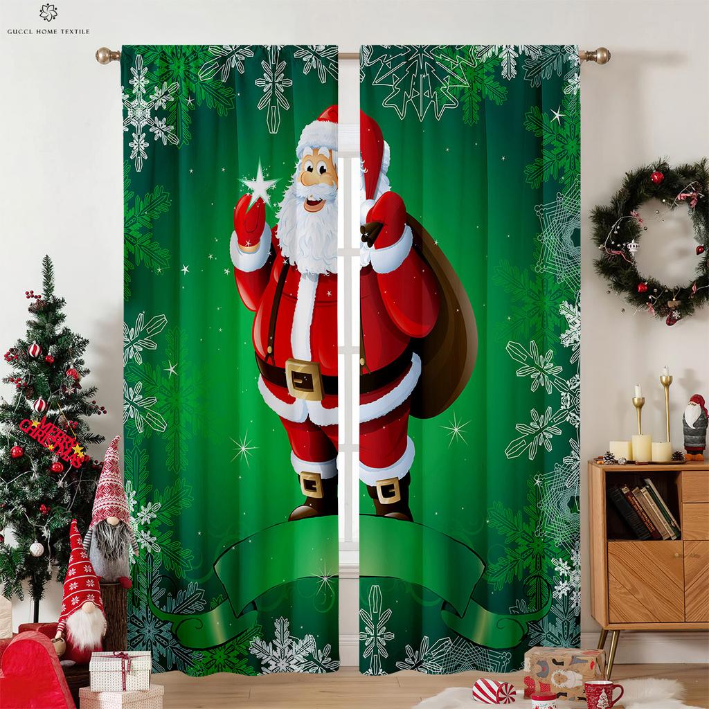 Рождественские шторы с рисунком снежинки и лося под дерево, декоративные шторы в стиле ретро, шторы для спальни и гостиной, 2 шт.