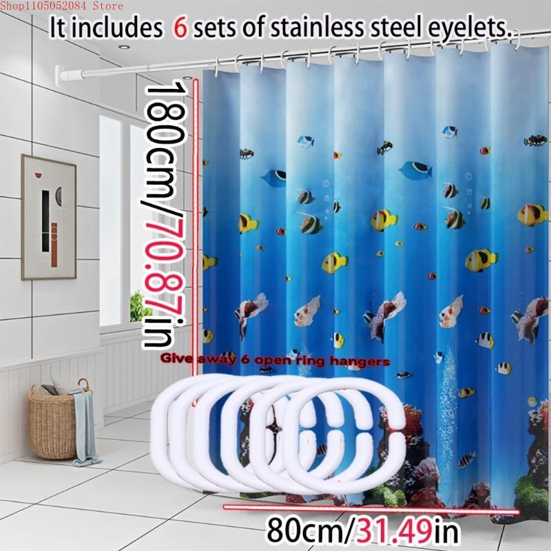 shower curtain a gradient -   With Hooks Waterproof Mildew Proof Easy Install Washable