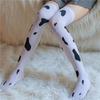 Cow Print Nightclub High Knee Stockings - Sexy White & Black Stockings for Women