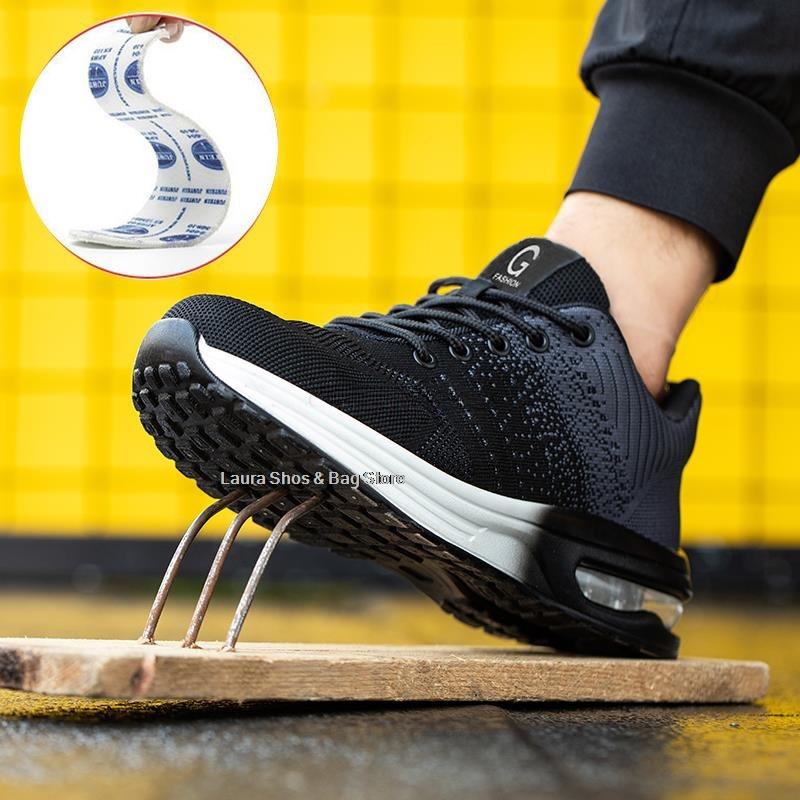 Модные рабочие защитные ботинки на воздушной подушке, мужская рабочая обувь со стальным носком, устойчивая к проколам, неразрушаемая защитная обувь, рабочие кроссовки, большой размер 48