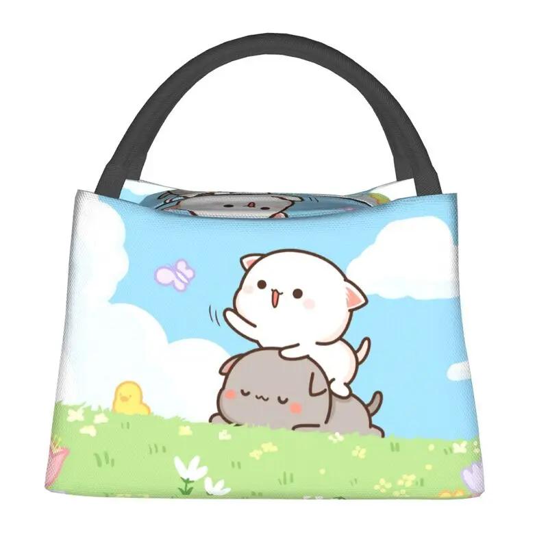 Индивидуальный романтический персиковый и гома моти кошка сумка для обеда женская сумка-холодильник термоизолированный ланч-бокс для офисных поездок